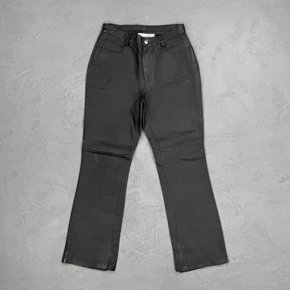 Vintage Newport News Black Leather Bootcut High Waisted Pants Fit 28 x 28